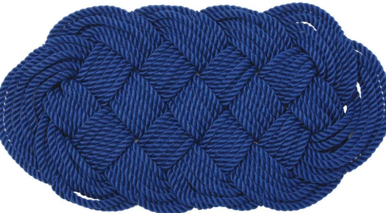 Blå dörrmatta i nylonrep 60 x 32 cm