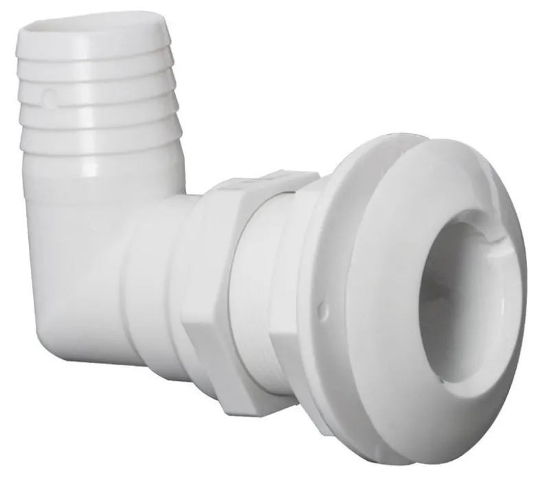 90° bottenventil vit plast 1"1/2 x 38 mm