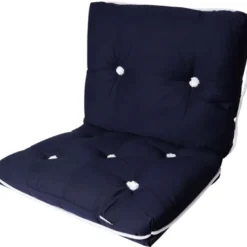 Båtdyna med ryggstöd, kapok, marinblå, 760x450x80 mm