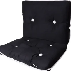 Båtdyna med ryggstöd, kapok, svart, 390x450x70 mm