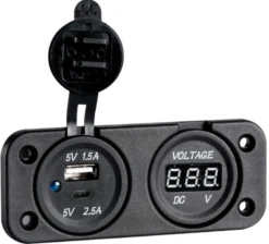 Digital infälld voltmeter + dubbel USB A-C