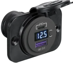 Digital voltmeter + dubbelt USB-uttag typ A+C