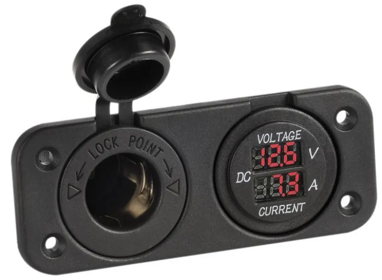 Digital voltmeter och amperemeter, 12 V-uttag