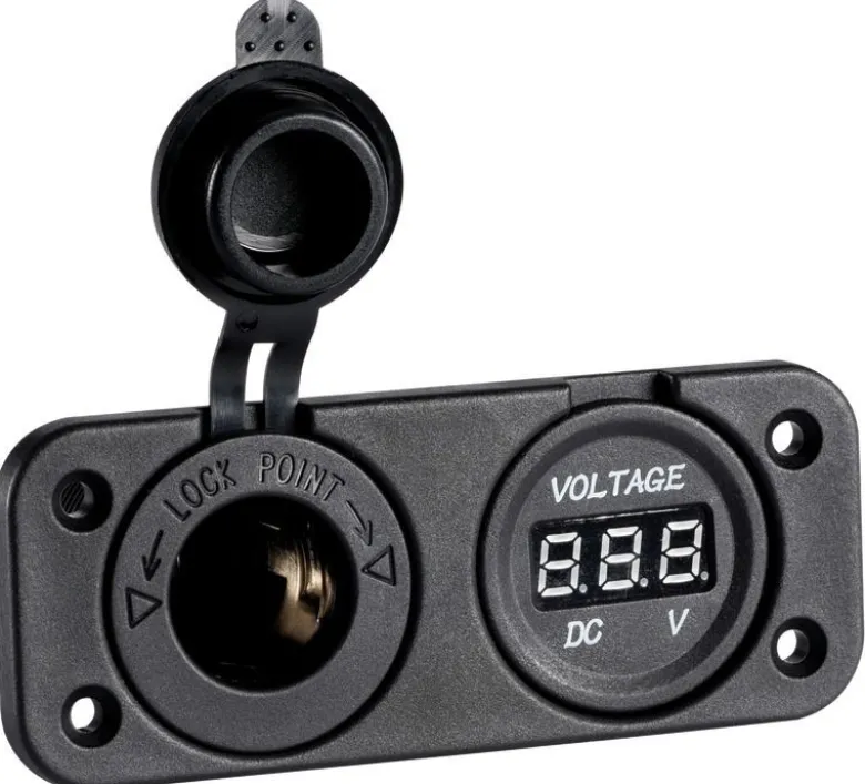 Digital voltmeter och strömuttag för infällnadsmontering