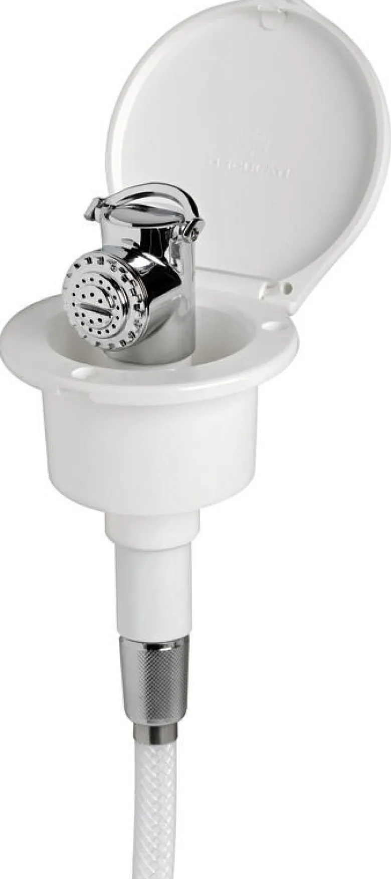 ELEGANT duschbox vit, PVC-slang 2,5 m, planmontering