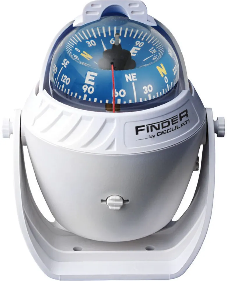 Finder-kompass 2" 5/8 med fäste vit/blå