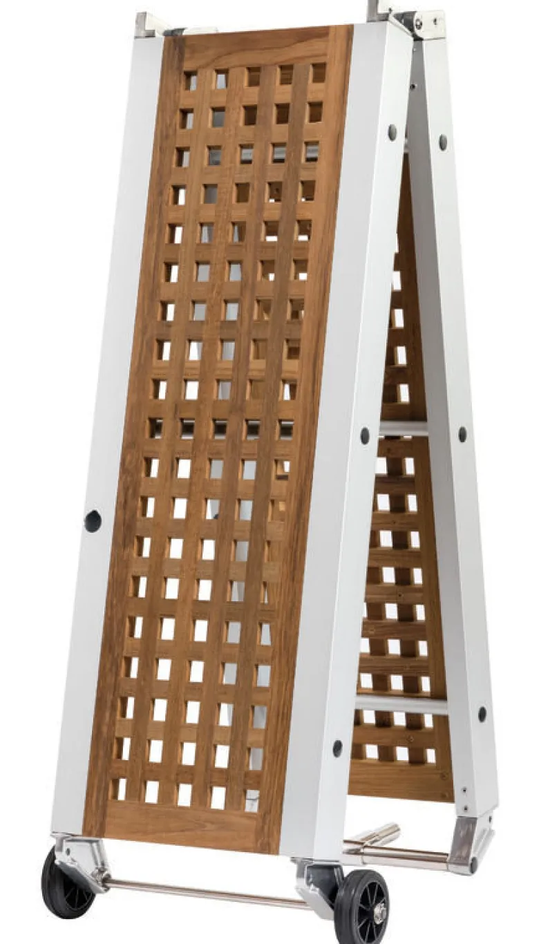 Fällbar landgång med teakgaller 260 cm