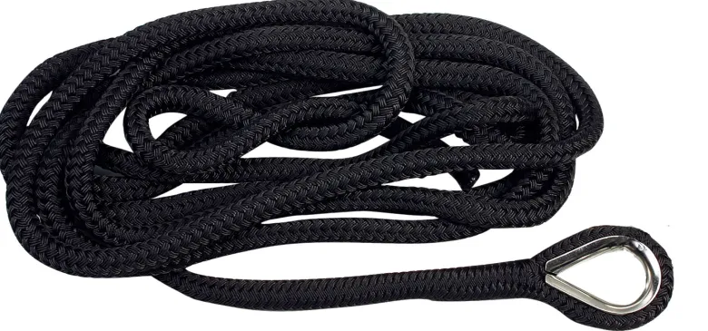 Förtöjningslina dockline flätad kaus svart, 12mm 4m