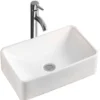 Fyrkantigt vitt tvättställ i keramik 400x300x130 mm