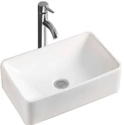 Fyrkantigt vitt tvättställ i keramik 400x300x130 mm