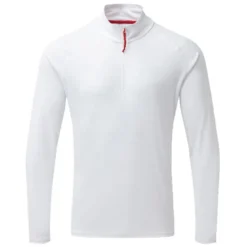 Gill UV009 Men's UV Långarmad Zip T-shirt Vit