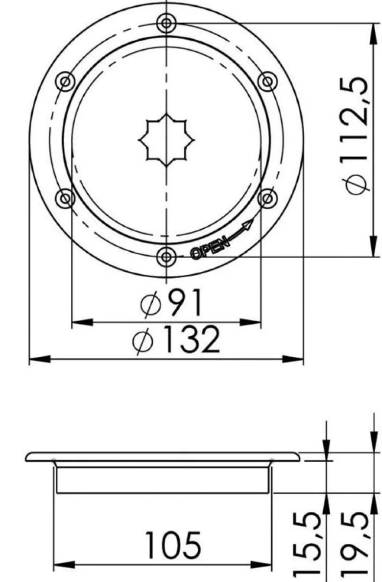 Inspektionslucka AISI 316 passage 91 mm