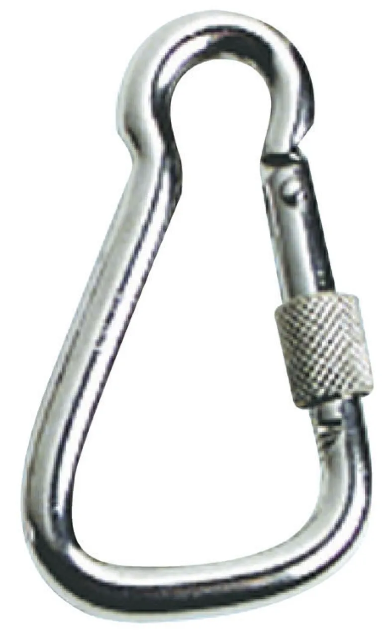 Karbinhake AISI 316 stor med säkerhetsspärr 23 mm