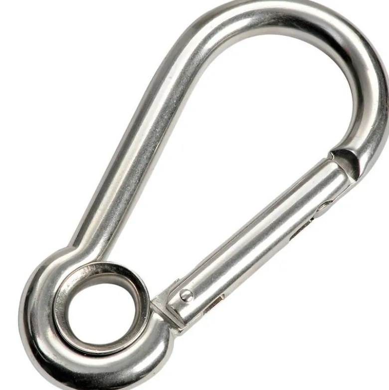 Karbinhake med planförslutning och öga AISI 316 5 mm