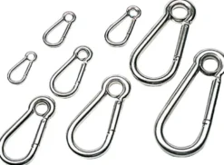 Karbinhake polerad AISI 316 med öga 6 mm