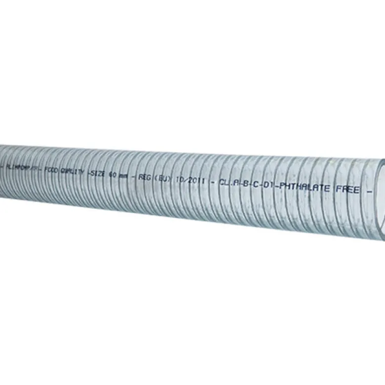 Klar sug och tryckslang m/stålspiral, Food quality 19mm