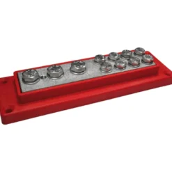 Kopplingsplint 3 x max 50 mm² (M8) + 8 x max 16 mm² (M6) Röd
