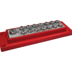Kopplingsplint 1 x max 70 mm² (M8) + 14 x max 16 mm² (M6) Röd