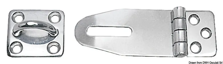 Kraftig hasp och märla, spegelpolerat rostfritt stål, 33 x 87 mm