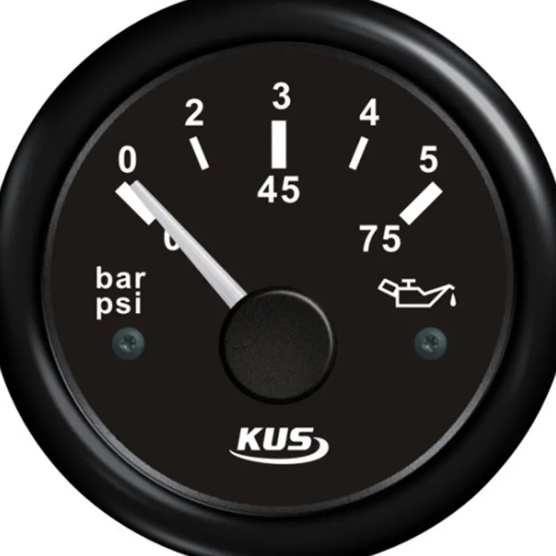 Kus Oljetrycksmätare Svart, 0-5bar, 12/24v