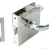 Lås med handtag, vänster, förkromad mässing