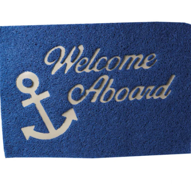 Matta,"welcome on board" blå 40x60cm