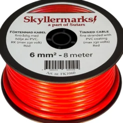 Minirulle Förtent PVC-kabel, Röd, 6 mm², 8m