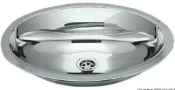 Oval diskho i rostfritt stål, spegelpolerad 510x390 mm