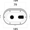 Oval duschbox + lucka, korsutlopp 185x131