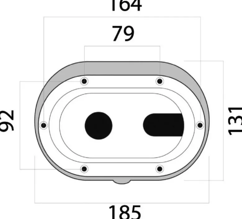 Oval duschbox + lucka, korsutlopp 185x131