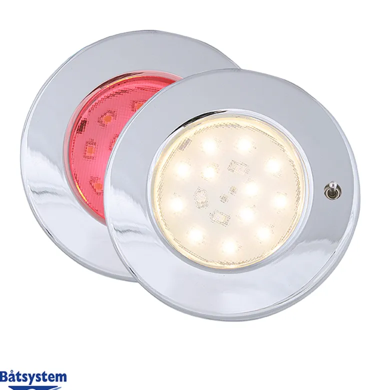Pinto SMD LED Rött/Vitt Ljus med Brytare, Krom
