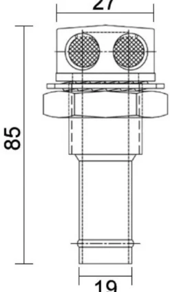 Rak bränsletankventilation i spegelpolerat SS 19 mm