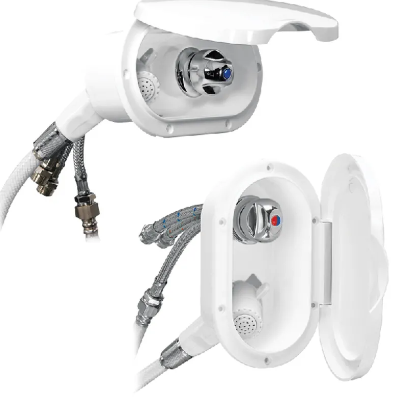 Sittbrunnsblandare blandare med lock vit, 3m slang