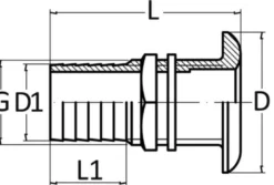 Skrovgenomföring förkromad mässing 1/2" x 19 mm