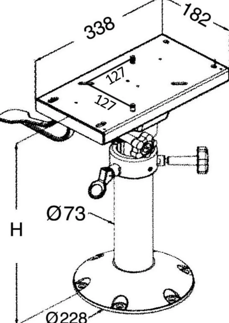 Stolpedestal med vridbar glidskena 457 mm