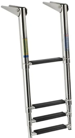Teleskopisk standardstege AISI316 svart 4 steg