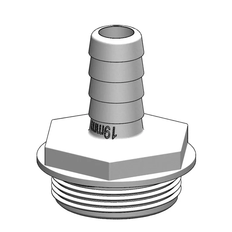 Trudesign Koppling till Aquavalve Rak Vit, 19mm, 1 1/2"