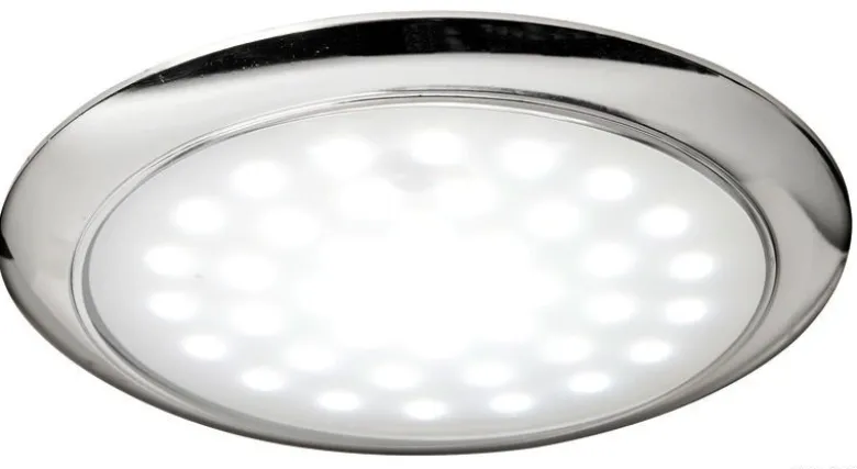 Ultraplatt LED-lampa med förkromad ringmutter 12/24 V 3 W