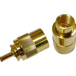 1852 VHF-kontakt PL259 för 10mm kabel, lödning, guldpläterad, 2-polig