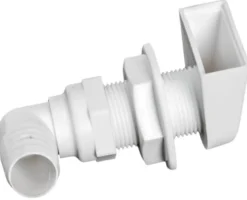 Vit plast skrovgenomföring 90° 1" x 25 mm
